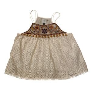 HD in Paris 10 Lace Tank Top | Embroidered Boho Festival Tassel Beaded Blouse